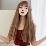 스트레이트 긴머리가발 항암 앞머리 전체 통가발 미용 인모