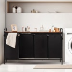 Azaeahom 4 섹션 세탁 바구니 선반 탈부착 가능한 가방 4개 바구니 정리함 4 11 5Gal 43 4L 침실 세탁실 세탁물 정리용 분류기