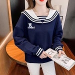 퍼니 여성 베어 마린 카라 긴팔 티셔츠 스트라이프