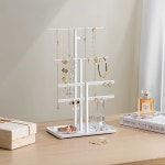 서스와이프 주얼리 홀더 정리대 - 조절 가능한 트리 높이 17 5 최대 목걸이 팔찌 귀걸이 스테인리스 화이트용 행거