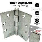 A1 ProGuard 4 5 헤비 듀티 도어 힌지 3팩 4 5 x 볼 베어링 힌지 상업용 주거용 도어용 사각 모서리 브러시드 니켈