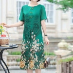 천하오 여름 박시 원피스 반팔 시폰 원피스 녹색 J1023