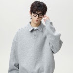 선빛 남성용 데일리 무지 오버핏 모멘트 카라 맨투맨