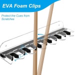 코스모스 아크릴 2피스 당구 큐 랙 벽걸이 스틱 홀더 벽걸이 에바 폼 클립에는 6개의 큐가 장착되어 있으며 당구장 장비 액세서리 투명 투명 Solid