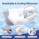 메모리 폼 목 베개 - 옆구리 배 수면자를 위한 인체공학적 윤곽 경추 베개 냉각 커버가 2-in-1 정형외과 지지