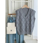 마미스헬퍼 V넥 다이아 글리티 레이어드 니트 조끼 DGBWVS4714