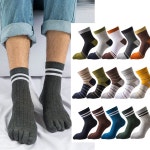 남성 프리미럼 알록달록 컬러 남자 중목 발가락양말 5결레세트 5 화이트5켤레