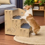 멍멍스텝 반려동물 계단 강아지 고양이 논슬립 3단