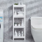 HIEY 4단 욕실 선반 선반 정리함 세탁 팬트리 주방 좁은 공간용 White-4 Tier