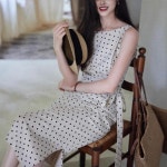 델문도 여자 원피스 하객 옆 린넨 프렌치 롱스커트 DOS1