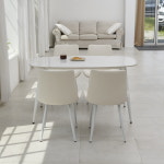 아도라퍼니처 세라믹 라운드 4인 식탁 세트 1400 식탁 의자4개