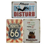 퍼닉 빈티지 틴액자 3p 세트 여행가방 루트66 방해하지마 혼합색상 1개 20 x 30 cm