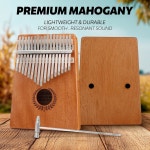 멀럭키 17키 칼림바 엄지 피아노 - 튜닝 해머 학습 매뉴얼 휴대용 케이스가 나무 피아노 초보자와 음악 애호가에게 적합합니다