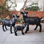 양모형 야외 인형 양조형물 농장 걷는 조형물 정원장식 인테리어 h 단모흑염소세마리가족