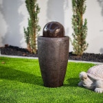 XBrand 25 98 W 원형 돌 모던 스톤 텍스처 구형 분수 LED 조명 볼 워터 장식 실내 외 분수 정원 구 파티오 야외