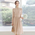 오드 레이디 플리츠 쉬폰 롱 원피스 drk215