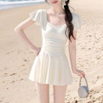 다잇템 여자 반소매 하트네크 드레스 수영복