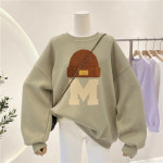 420g 면혼방 실버폭스 가을 겨울 라운드 맨투맨 여자 L 카키 H5016