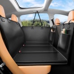 뒷좌석용 YFC행글 하드 바텀 도그 카시트 커버 - 트럭 SUV용 방수 논슬립 해먹 익스텐더 헤비 듀티 애완동물 보호대 인조 가죽