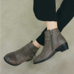 천연소가죽부츠 앵클부츠 웨스턴부츠 셔링부츠 컴포트부츠 4센치굽Z 230 J1117