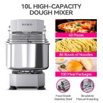 BOOROS 상용 반죽 믹서 750W 듀얼 회전 반죽기 피자 10 5Qt 용량 타이머 안전 보호대로 베이커리 가게에 적합한 2 bs 110V 2-11L