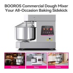 BOOROS 상용 반죽 믹서 750W 듀얼 회전 반죽기 피자 10 5Qt 용량 타이머 안전 보호대로 베이커리 가게에 적합한 2 bs 110V 2-11L