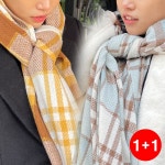 베러댄나우 1 1 베럴댄나우 남녀공용 커플 캐시미어 머플러 체크 배색 목도리