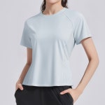 옷자락 여성 운동 메쉬 절개라인 스판 라운드넥 반팔 티셔츠