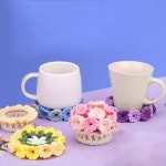 컵받침 DIY 패키지 세트 4p 수예 티코스터 뜨개실 만들기
