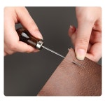 나무 손잡이 송곳 바느질 도구 펀칭 가죽 구멍 펀처 DIY 수제 Stitcher 신발