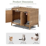 SETVSON 칸막이가 고양이 배변 상자 인클로저 가구 매트가 손으로 짠 라탄 배변 상자 79 9 x 59 9 x 31 2 x 19 6 x 24 2