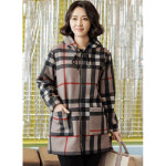 조이마담 체크 스트링 후드 퍼 코트 J3291