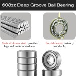 3D 프린팅 프로젝트 스케이트보드 DIY 또는 교체용 하미 100 팩 608zz 베어링 x 이중 금속 밀봉 깊은 홈 볼