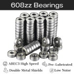 3D 프린팅 프로젝트 스케이트보드 DIY 또는 교체용 하미 100 팩 608zz 베어링 x 이중 금속 밀봉 깊은 홈 볼