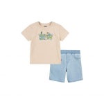리바이스 키즈 리바이스 키즈 Cactus 그래픽 티셔츠 데님 숏 쇼트 쇼츠 바지 세트 - 옥스포드 탄 1084153