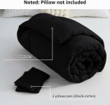 코지럭스 퀸 이불 세트 3피스 솔리드 통기성 퀼트 스타일 침구 세트 럭셔리 소프트 마이크로파이버 다운 대체 담요 1개 베개 커버 2개