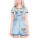Littleforbig Silky Faux Two-Piece Romper Onesie Pajamas Bodysuit - Little Furrytail Racecar Rom