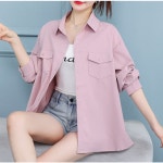 더블제이플러스 여성 봄 루즈핏 카라 셔츠 남방 자켓 L J0965