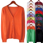 하얀비 20컬러 시원하고 부드러운 기본 브이넥 RN사 니트가디건 오렌지 프리사이즈 WR5004