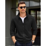 COOFANDY 남성 집업 스웨트셔츠 모의 넥 퀼팅 재킷 포켓이 캐주얼 경량 스웨터 Small