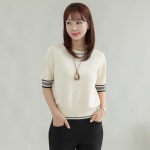 디얼마미 호시 와플 반팔 니트 마담 미시 중년 여성 40대 50대