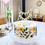 생일 축하 케이크 번팅 토퍼 갈랜드 우드 폴 아이보리가 수제 페넌트 깃발 로즈 With Rose