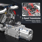 14세 이상 몰드 킹 10203 V8 엔진 조립 키트 MOC 디스플레이용 4단 변속기 모델 아이디어 청소년용 STEM 프로젝트 1169 PCS V8 MB Engine