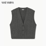 쉬즈미스 글리터 케이블 버튼 업 베스트 SSKVTP42010