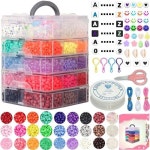 줄리마동 6500pcs 팔찌 제작용 포니 비즈 다양한 색상의 무지개 플라스틱 머리 큰 27가지 칸디 우정 구슬 장신구 키트 공예용 키트 27 Color