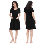 여성용 동물원IXX 잠옷 - 여성 의류용 반팔 버튼업 파자마 포켓이