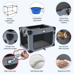 퀴블릭 42 소프트 도그 상자 실내 실외 초대형 반려견을 위한 접이식 여행 메쉬 창이 3도어 반려동물 사육장 부드러운 담요 그릇