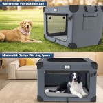 퀴블릭 42 소프트 도그 상자 실내 실외 초대형 반려견을 위한 접이식 여행 메쉬 창이 3도어 반려동물 사육장 부드러운 담요 그릇