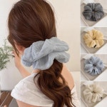 옷자락 여자 볼륨업 똥머리 곱창 체크 헤어밴드