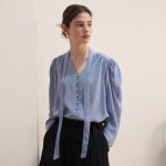 온앤온 퍼프 슬리브 타이 블라우스 NEW5XB285